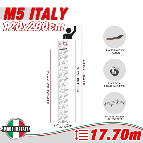 Trabattello M5 ITALY Altezza lavoro 17,70 metri