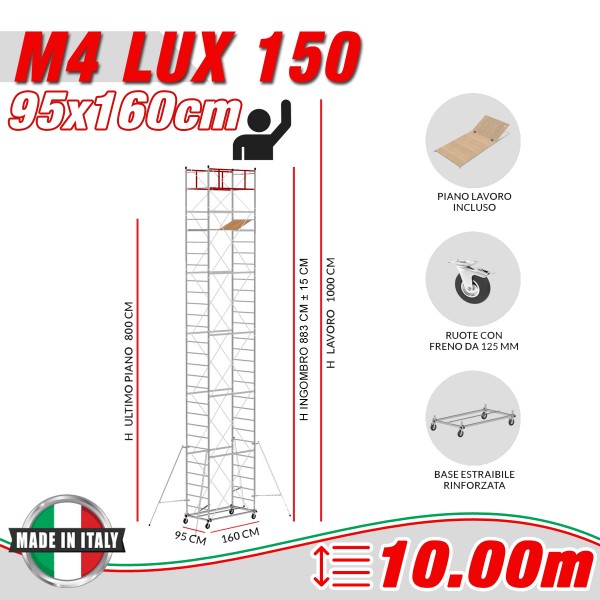 Trabattello M4 LUX 150 Altezza lavoro 10 metri