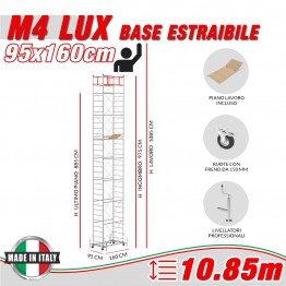 Trabattello M4 LUX base estraibile Altezza lavoro 10,85 metri