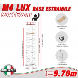 Trabattello M4 LUX base estraibile Altezza lavoro 9,70 metri