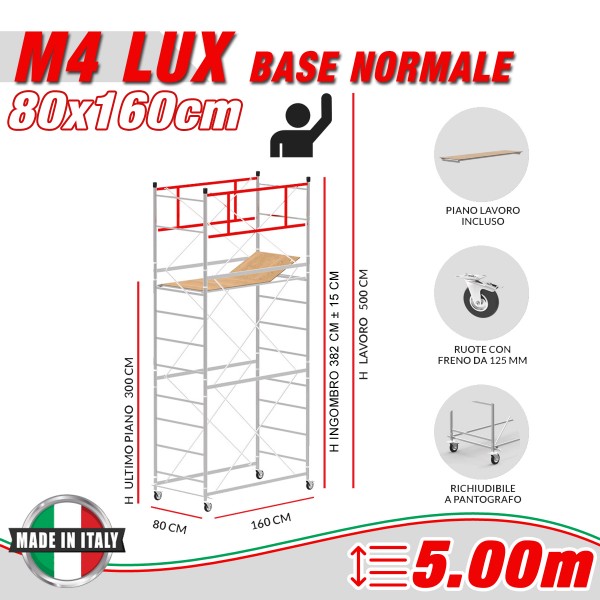 Trabattello M4 LUX base normale Altezza lavoro 5 metri