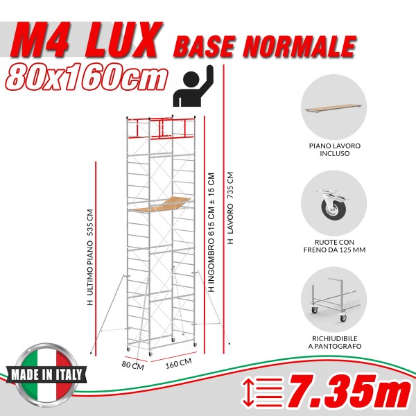 Trabattello M4 LUX base normale Altezza lavoro 7,35 metri