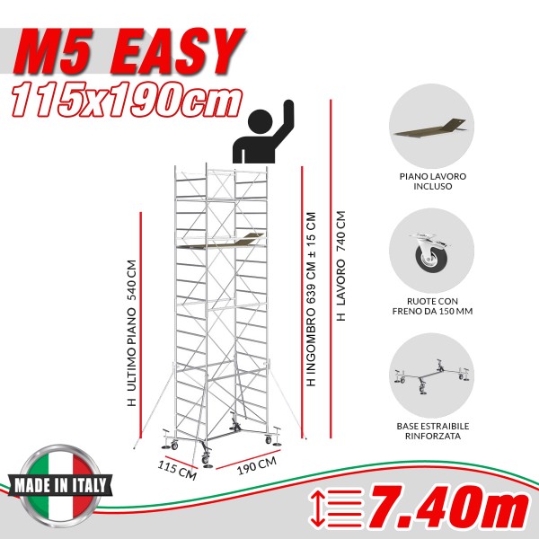 Trabattello M5 EASY Altezza lavoro 7,40 metri