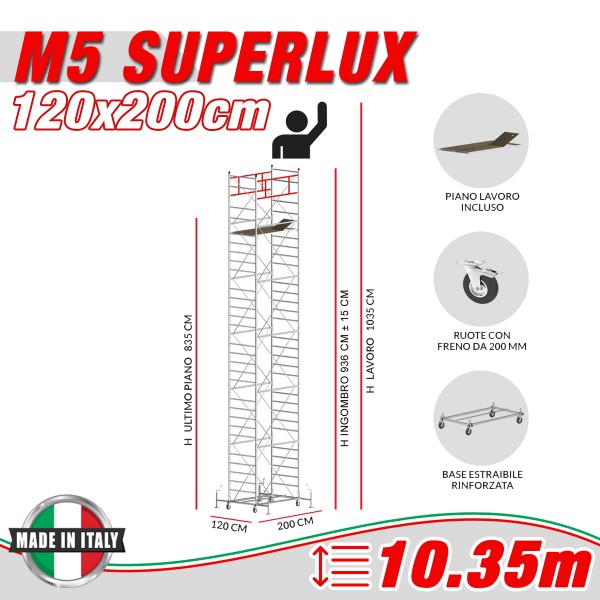 Trabattello M5 SUPERLUX Altezza lavoro 10,35 metri