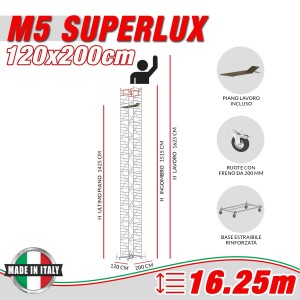 Trabattello M5 SUPERLUX Altezza lavoro 16,25 metri